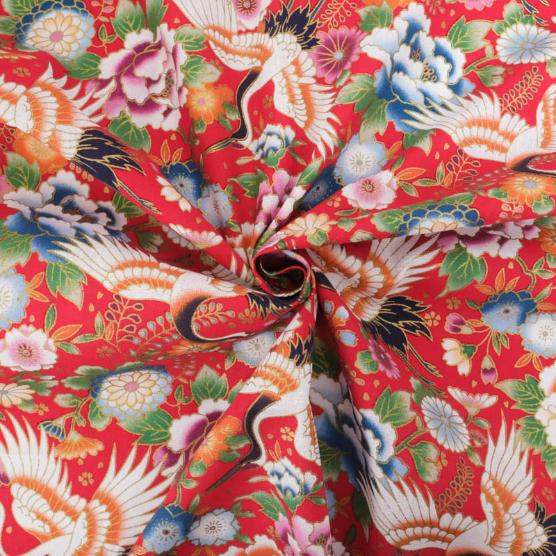 Coton Imprimé Tancho Rouge - Maison Klem